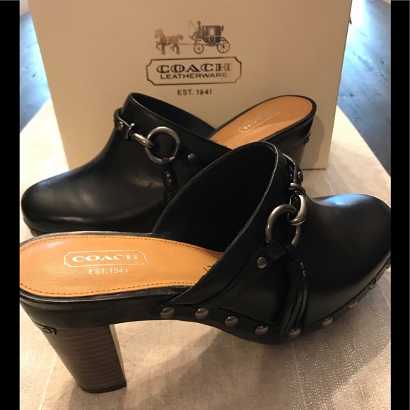 black coach clogs